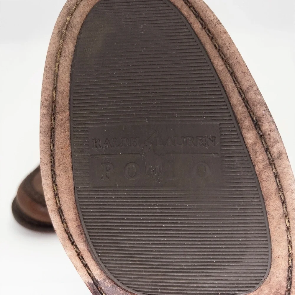 Polo Ralph Lauren Men's 11 EE Leather Penny Loafers Brown Made in Mexico Wide